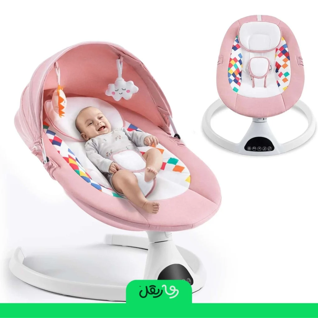 Soobaby Baby Swing For Infants,electric Bouncer For Babies,portable Swing For Baby Boy Girl,indoor Baby Rocker With 5 Sway Speeds,music And Bluetooth,light Pink